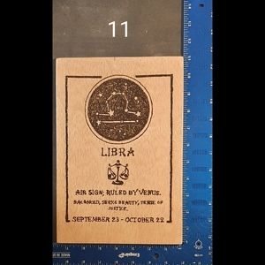 Libra wood burned plaque